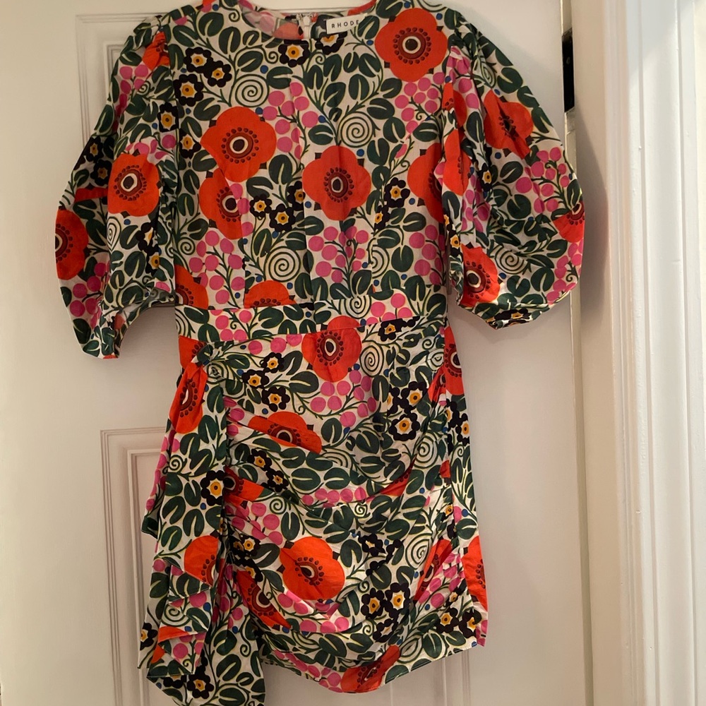 RHODE Floral Print Cotton Mini Dress